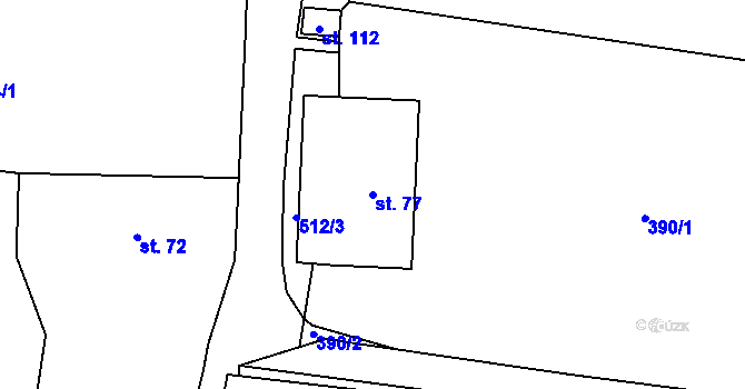 Parcela st. 77 v KÚ Hořičky, Katastrální mapa