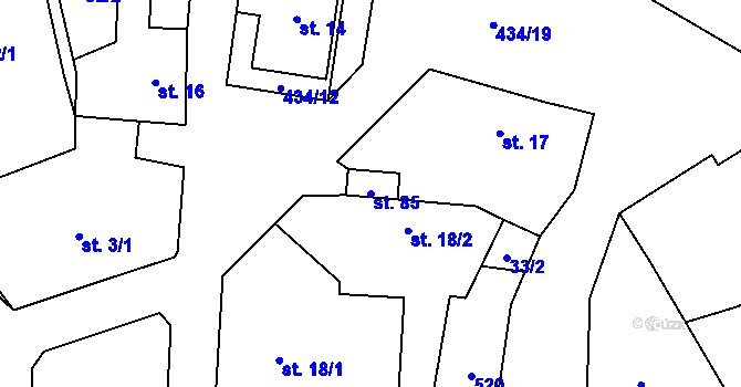 Parcela st. 85 v KÚ Hořičky, Katastrální mapa