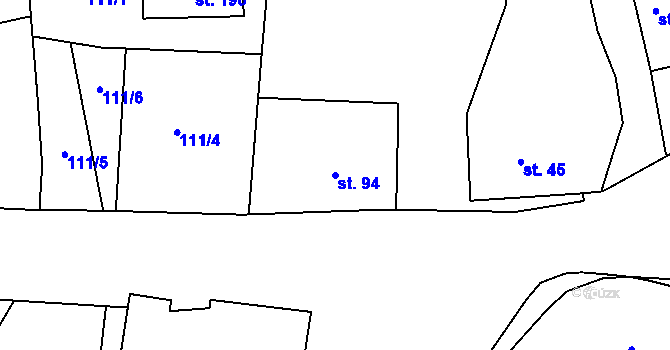 Parcela st. 94 v KÚ Hořičky, Katastrální mapa