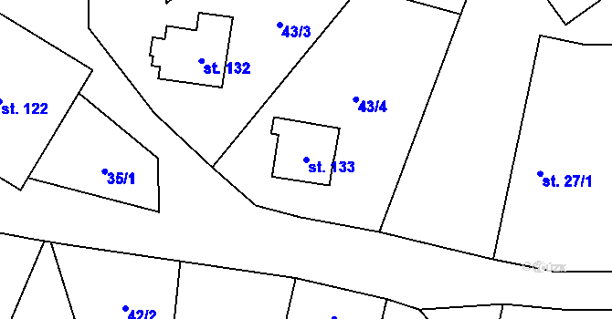 Parcela st. 133 v KÚ Hořičky, Katastrální mapa