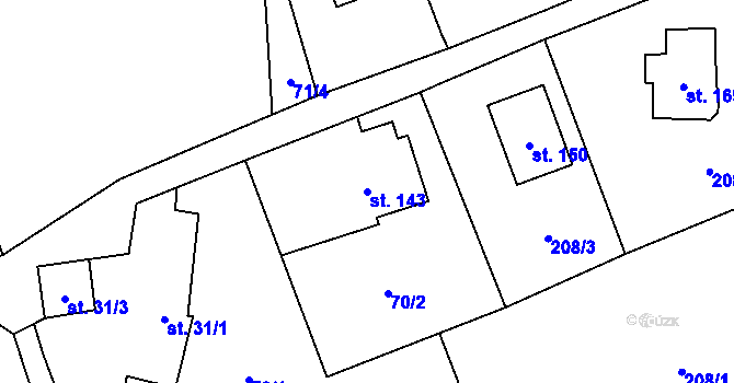Parcela st. 143 v KÚ Hořičky, Katastrální mapa