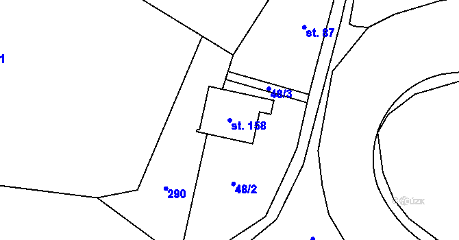 Parcela st. 158 v KÚ Hořičky, Katastrální mapa