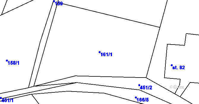 Parcela st. 161/1 v KÚ Hořičky, Katastrální mapa