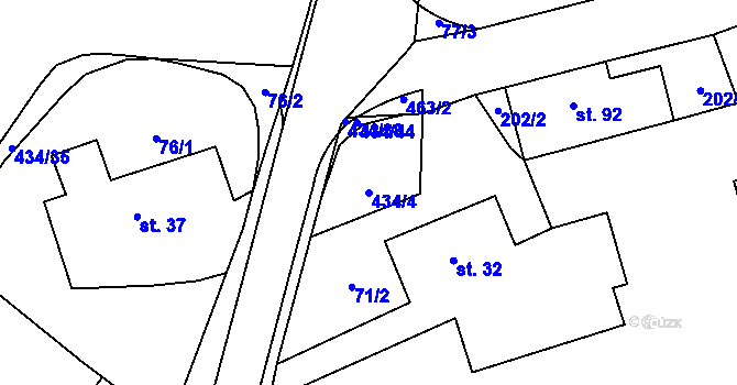 Parcela st. 434/4 v KÚ Hořičky, Katastrální mapa