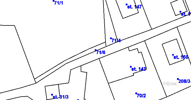 Parcela st. 71/6 v KÚ Hořičky, Katastrální mapa