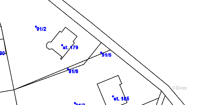 Parcela st. 91/5 v KÚ Hořičky, Katastrální mapa