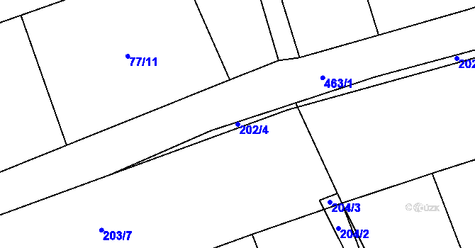 Parcela st. 202/4 v KÚ Hořičky, Katastrální mapa