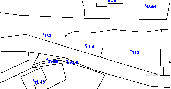Parcela st. 6 v KÚ Chlístov u Hořiček, Katastrální mapa