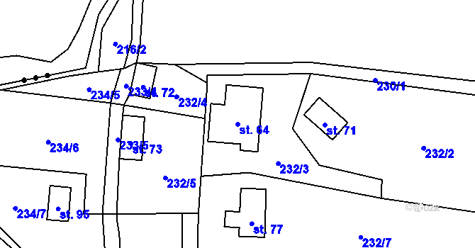 Parcela st. 64 v KÚ Chlístov u Hořiček, Katastrální mapa
