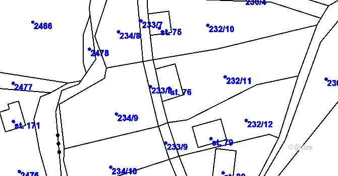 Parcela st. 76 v KÚ Chlístov u Hořiček, Katastrální mapa