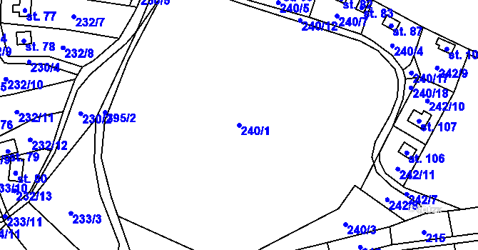 Parcela st. 240/1 v KÚ Chlístov u Hořiček, Katastrální mapa