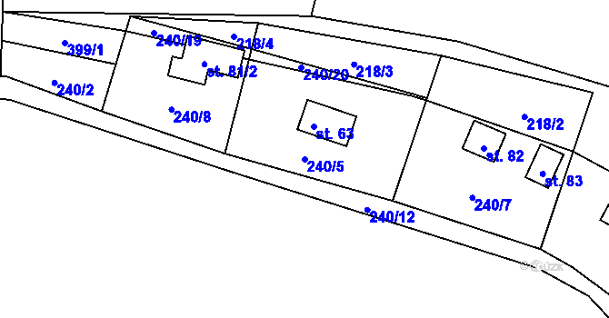Parcela st. 240/5 v KÚ Chlístov u Hořiček, Katastrální mapa