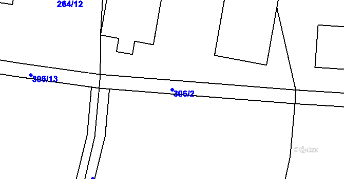 Parcela st. 306/2 v KÚ Chlístov u Hořiček, Katastrální mapa
