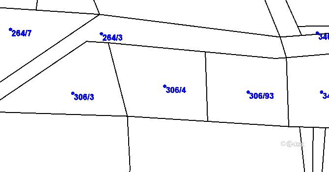 Parcela st. 306/4 v KÚ Chlístov u Hořiček, Katastrální mapa
