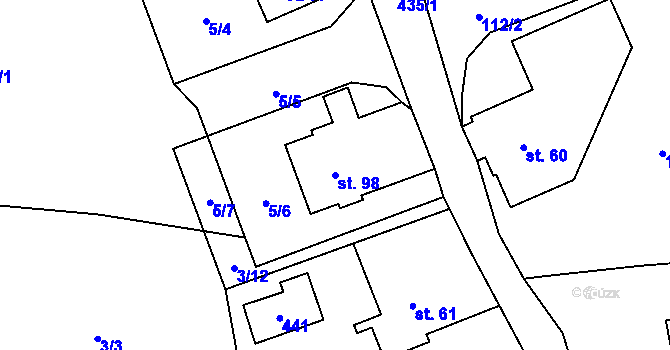 Parcela st. 98 v KÚ Chlístov u Hořiček, Katastrální mapa