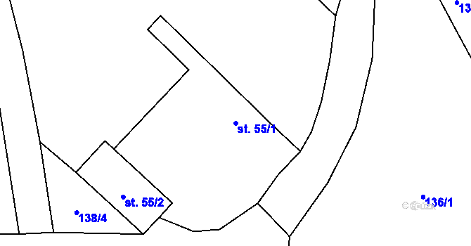 Parcela st. 55/1 v KÚ Litoboř, Katastrální mapa