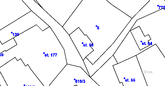 Parcela st. 58 v KÚ Litoboř, Katastrální mapa
