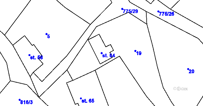 Parcela st. 64 v KÚ Litoboř, Katastrální mapa