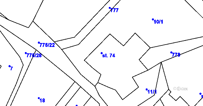 Parcela st. 74 v KÚ Litoboř, Katastrální mapa