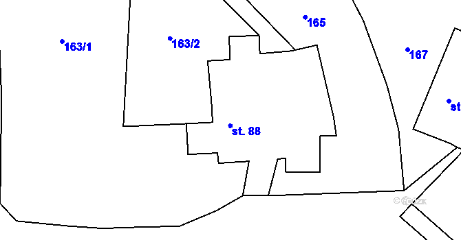 Parcela st. 88 v KÚ Litoboř, Katastrální mapa