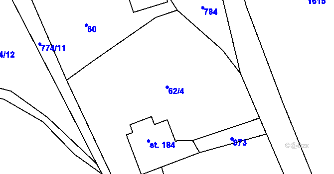 Parcela st. 62/4 v KÚ Litoboř, Katastrální mapa