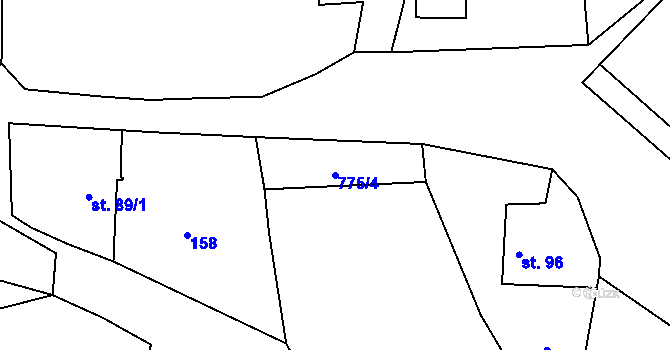 Parcela st. 775/4 v KÚ Litoboř, Katastrální mapa
