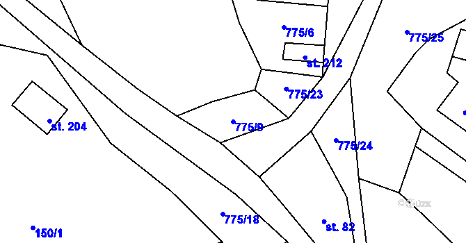 Parcela st. 775/9 v KÚ Litoboř, Katastrální mapa