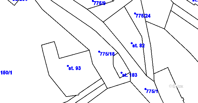Parcela st. 775/18 v KÚ Litoboř, Katastrální mapa