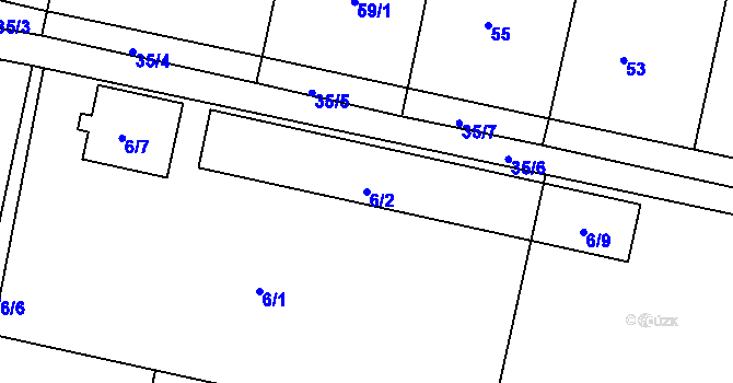 Parcela st. 6/2 v KÚ Brozánky, Katastrální mapa