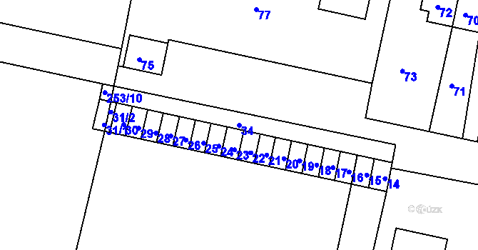 Parcela st. 34 v KÚ Brozánky, Katastrální mapa