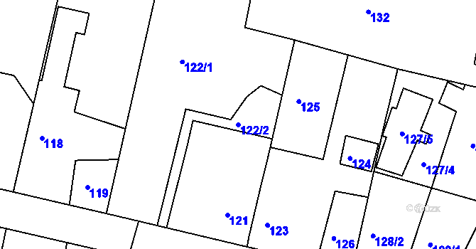 Parcela st. 122/2 v KÚ Brozánky, Katastrální mapa