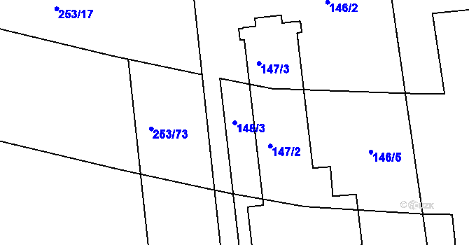 Parcela st. 148/3 v KÚ Brozánky, Katastrální mapa