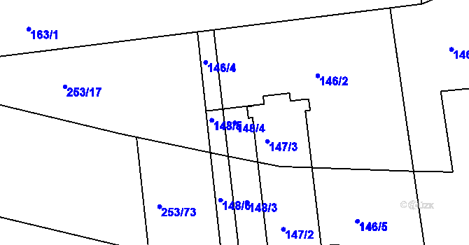 Parcela st. 148/4 v KÚ Brozánky, Katastrální mapa