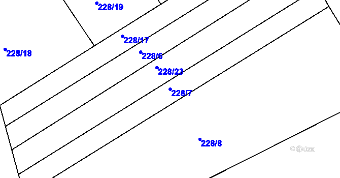 Parcela st. 228/7 v KÚ Brozánky, Katastrální mapa