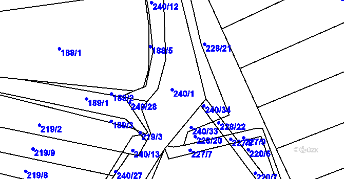 Parcela st. 240/1 v KÚ Brozánky, Katastrální mapa