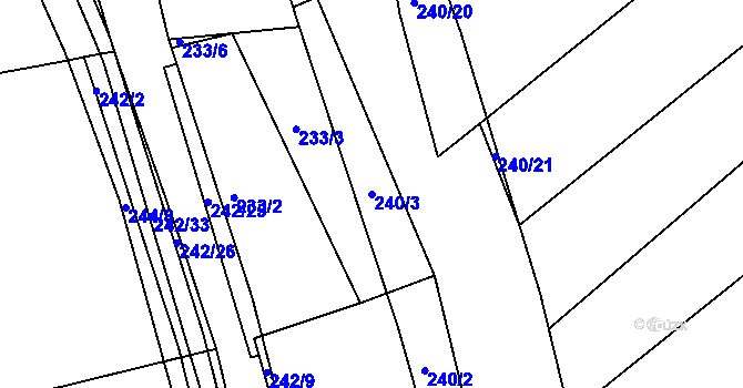 Parcela st. 240/3 v KÚ Brozánky, Katastrální mapa