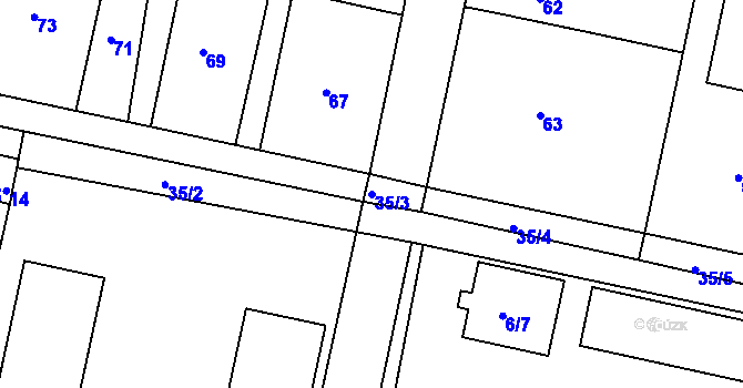 Parcela st. 35/3 v KÚ Brozánky, Katastrální mapa