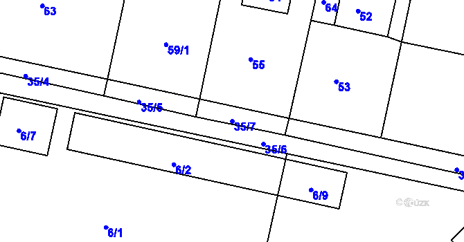 Parcela st. 35/7 v KÚ Brozánky, Katastrální mapa