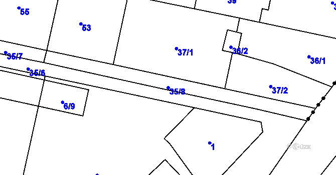 Parcela st. 35/8 v KÚ Brozánky, Katastrální mapa