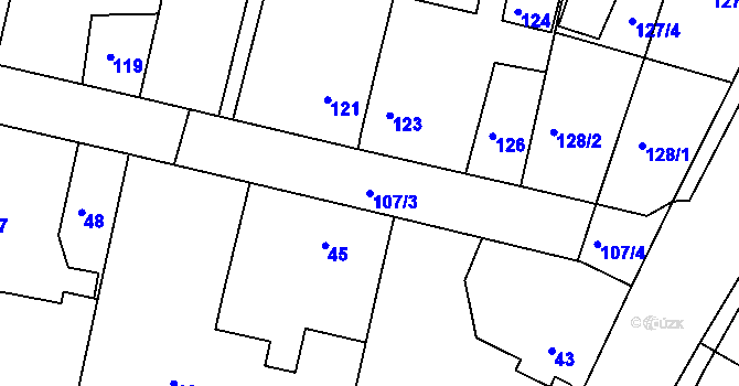 Parcela st. 107/3 v KÚ Brozánky, Katastrální mapa