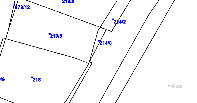 Parcela st. 214/7 v KÚ Brozánky, Katastrální mapa