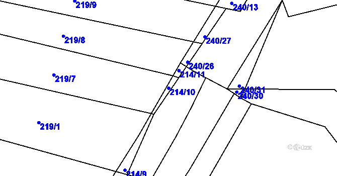 Parcela st. 214/10 v KÚ Brozánky, Katastrální mapa