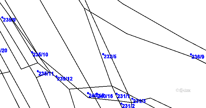 Parcela st. 232/5 v KÚ Brozánky, Katastrální mapa