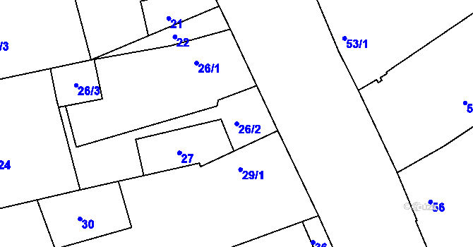 Parcela st. 26/2 v KÚ Hořín, Katastrální mapa
