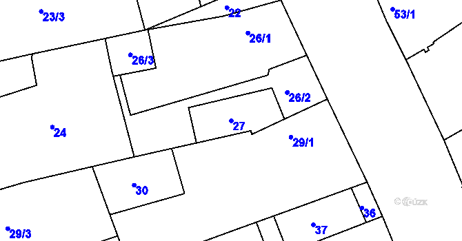 Parcela st. 27 v KÚ Hořín, Katastrální mapa