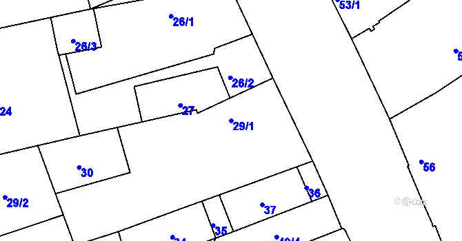 Parcela st. 29/1 v KÚ Hořín, Katastrální mapa