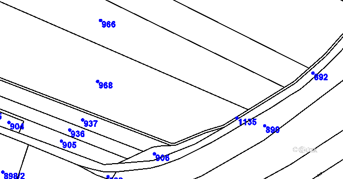 Parcela st. 305/1 v KÚ Hořín, Katastrální mapa