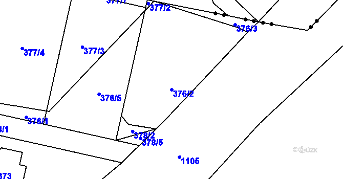Parcela st. 376/2 v KÚ Hořín, Katastrální mapa