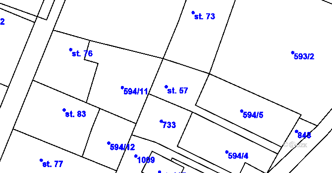 Parcela st. 57 v KÚ Vrbno u Mělníka, Katastrální mapa