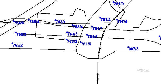 Parcela st. 761/5 v KÚ Vrbno u Mělníka, Katastrální mapa